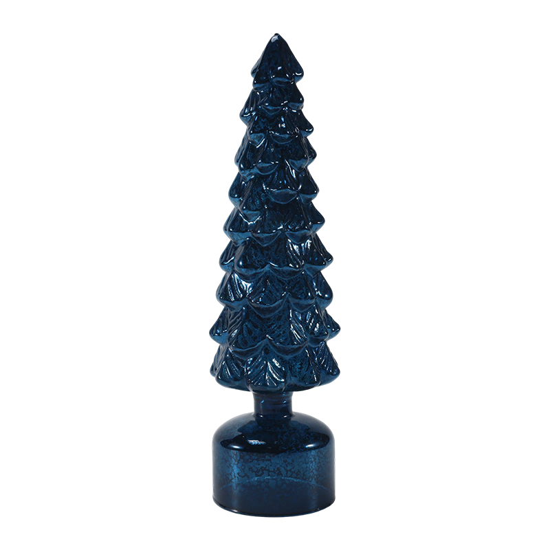 Conjunto de árvore de vidro de Natal giratória com luz LED de 10 × 25 e 10 × 28 cm enfeites festivos