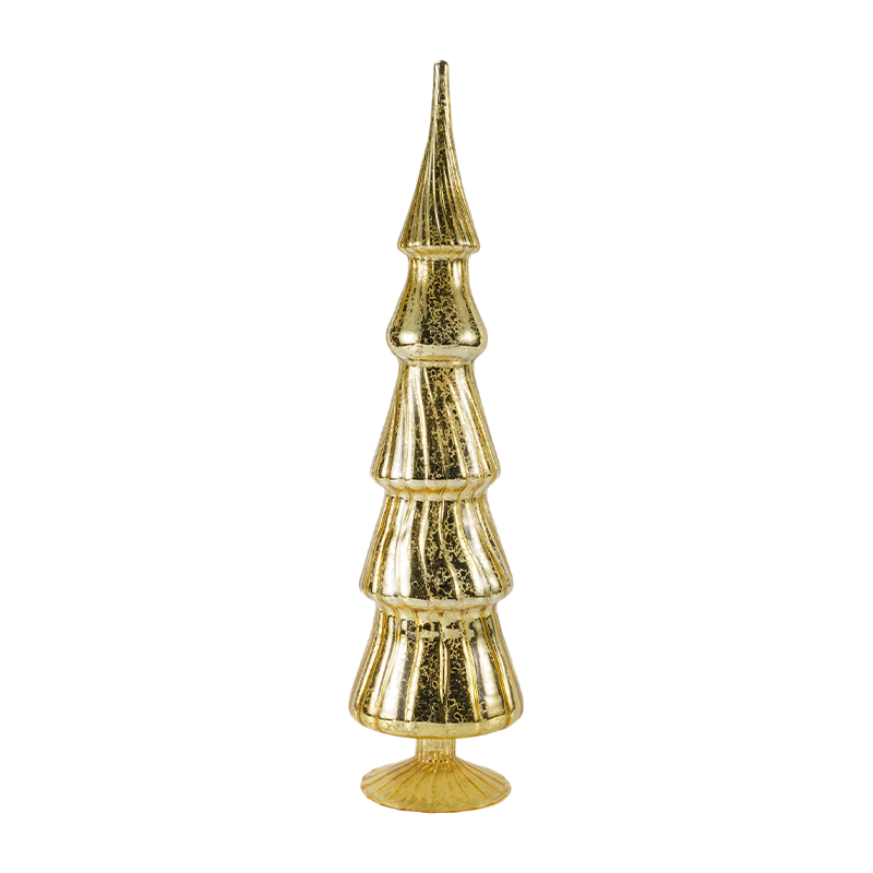 Árvore de vidro de Natal listrada giratória de 10 × 40 cm conjunto de 2 peças decoração de mesa