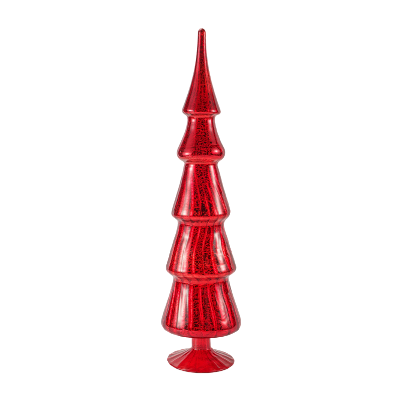 Árvore de vidro de Natal listrada giratória de 10 × 40 cm conjunto de 2 peças decoração de mesa