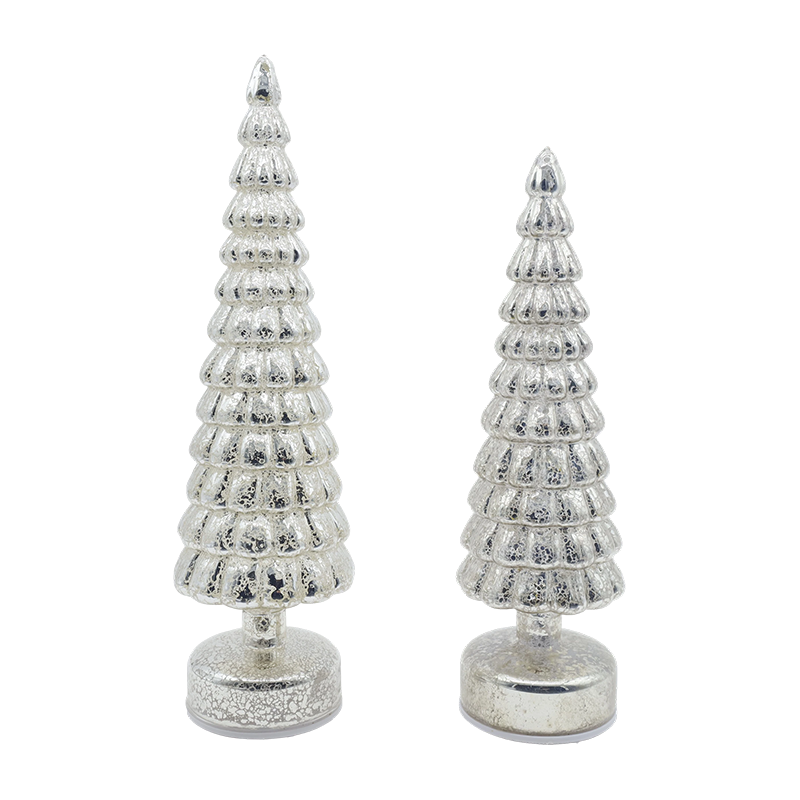 10 × 38 e 10 × 33 cm LED iluminam enfeites de mesa giratórios para árvores de vidro de Natal