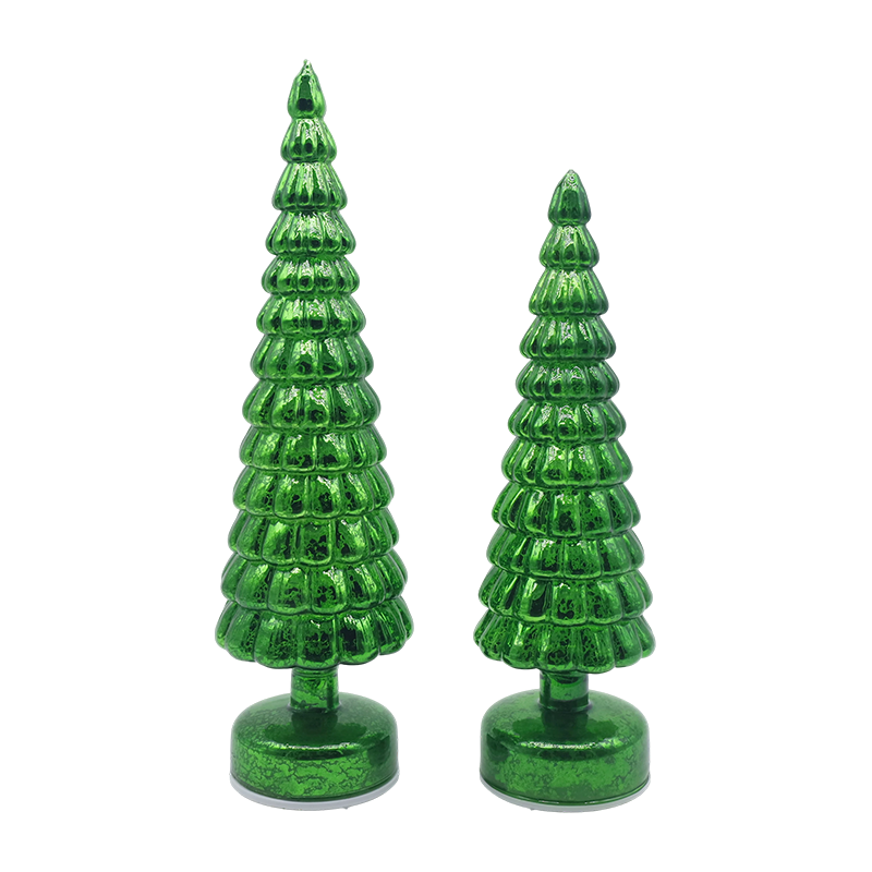 10 × 38 e 10 × 33 cm LED iluminam enfeites de mesa giratórios para árvores de vidro de Natal