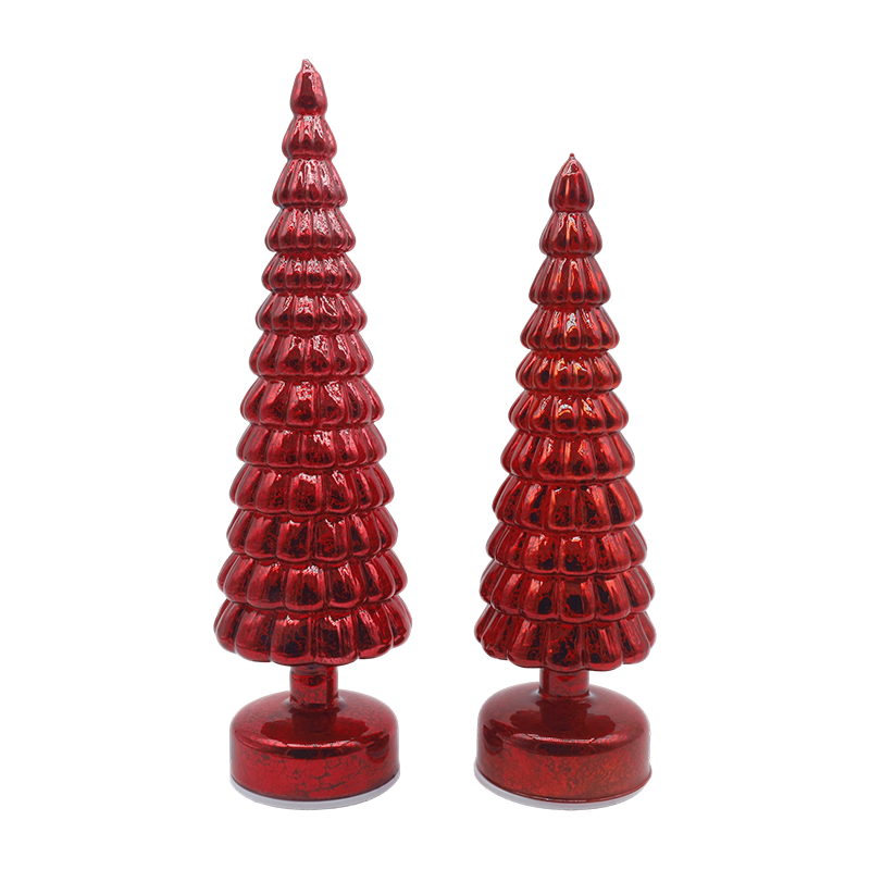 10 × 38 e 10 × 33 cm LED iluminam enfeites de mesa giratórios para árvores de vidro de Natal