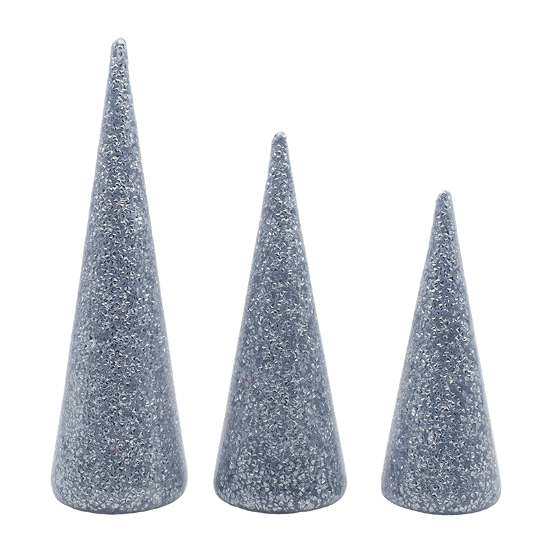 Conjunto de árvore de Natal de vidro brilhante de 3 peças 8 × 20/9 × 25/10 × 30 cm com luzes LED embutidas
