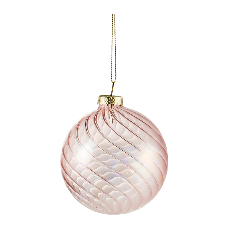 Bola de enfeite de vidro de Natal com redemoinho iridescente de 8 cm