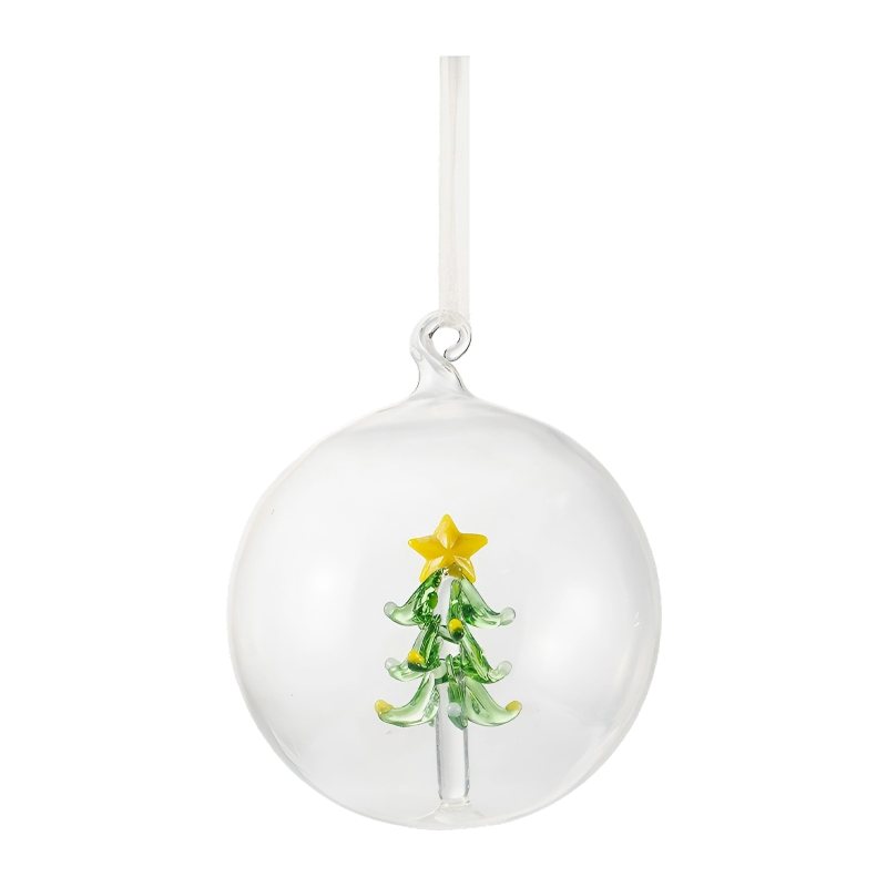 Conjunto de enfeites de vidro de Natal soprado à mão de 8 cm