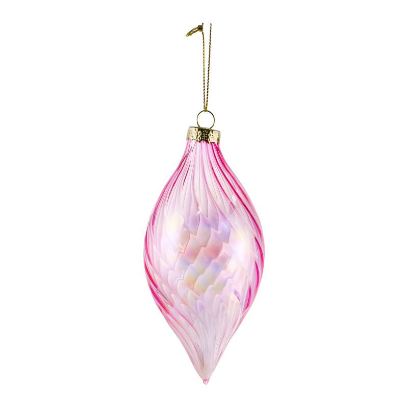 Bola de enfeite de vidro de Natal com redemoinho iridescente de 8 cm