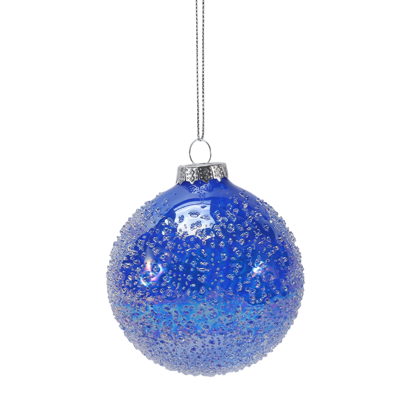 Ornamento de bola de vidro de Natal embelezado com contas de cristal de 8 cm