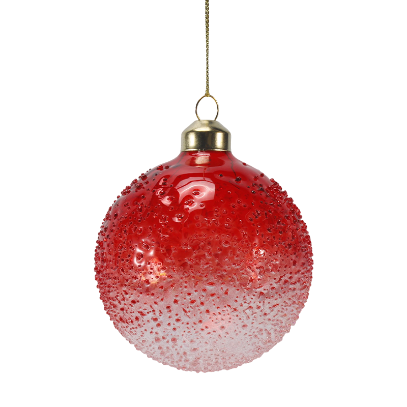 Ornamento de bola de vidro de Natal embelezado com contas de cristal de 8 cm