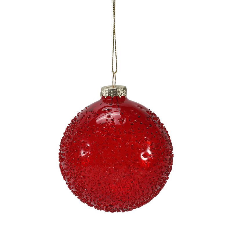 Ornamento de bola de vidro de Natal embelezado com contas de cristal de 8 cm