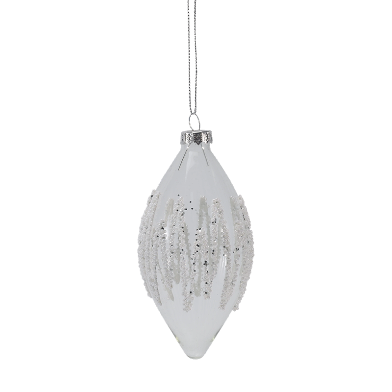 Enfeite de bola de vidro de Natal transparente com contas de gelo de 8 cm (único/conjunto de 3)