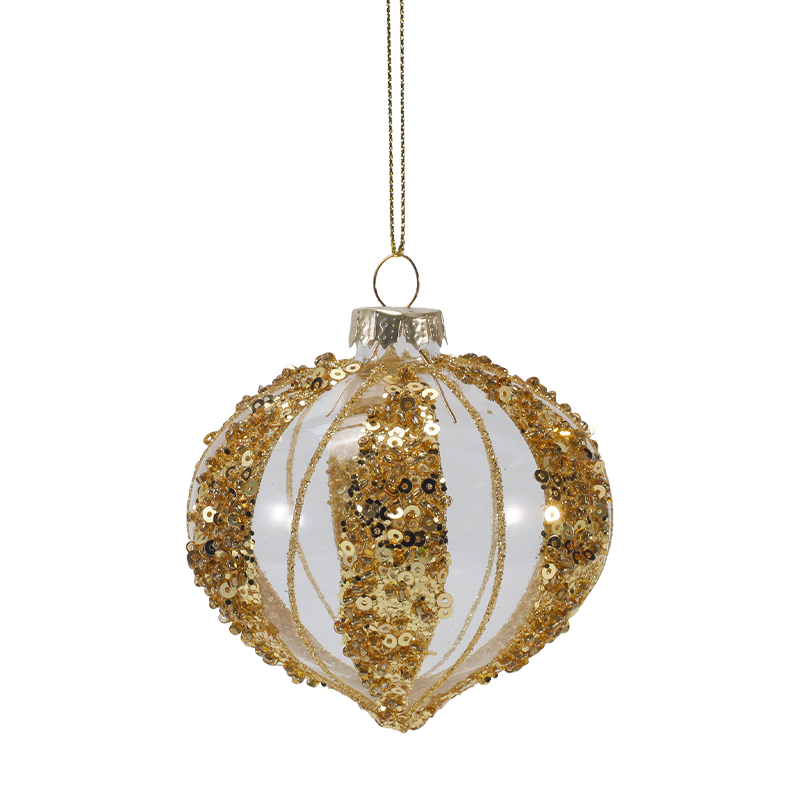 Enfeite de bola de vidro de Natal luxuoso dourado e prateado de 8 cm (único/conjunto de 4)