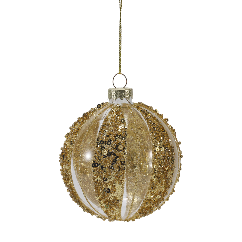 Enfeite de bola de vidro de Natal luxuoso dourado e prateado de 8 cm (único/conjunto de 4)