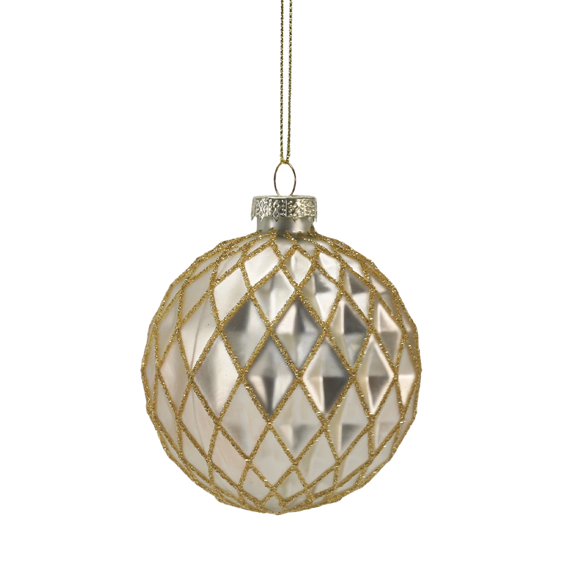 Enfeite de vidro de Natal luxuoso dourado e prateado de 8 cm (único/conjunto de 3)