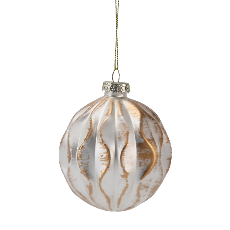 Enfeite de vidro de Natal luxuoso dourado e prateado de 8 cm (único/conjunto de 3)