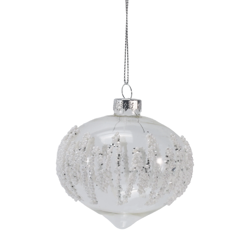 Enfeite de bola de vidro de Natal transparente com contas de gelo de 8 cm (único/conjunto de 3)