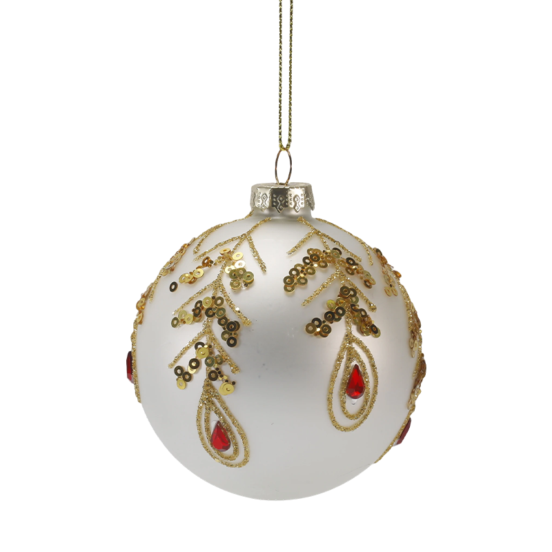Enfeite de bola de vidro de Natal luxuoso dourado e vermelho de 8 cm (único/conjunto de 3)