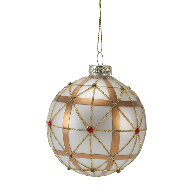 Enfeite de bola de vidro de Natal luxuoso dourado e vermelho de 8 cm (único/conjunto de 3)