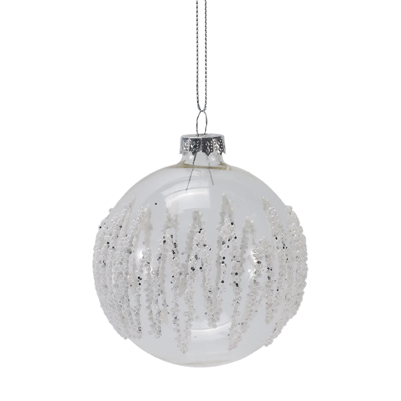 Enfeite de bola de vidro de Natal transparente com contas de gelo de 8 cm (único/conjunto de 3)