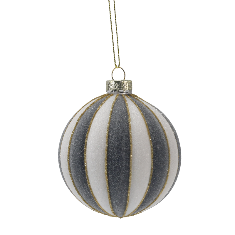 Ornamento de bola de vidro de Natal retrô xadrez e listrado de 8 cm (único/conjunto de 3)