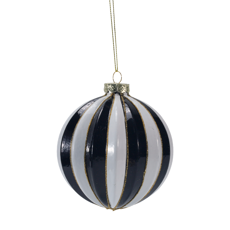 Ornamento de bola de vidro de Natal retrô xadrez e listrado de 8 cm (único/conjunto de 3)