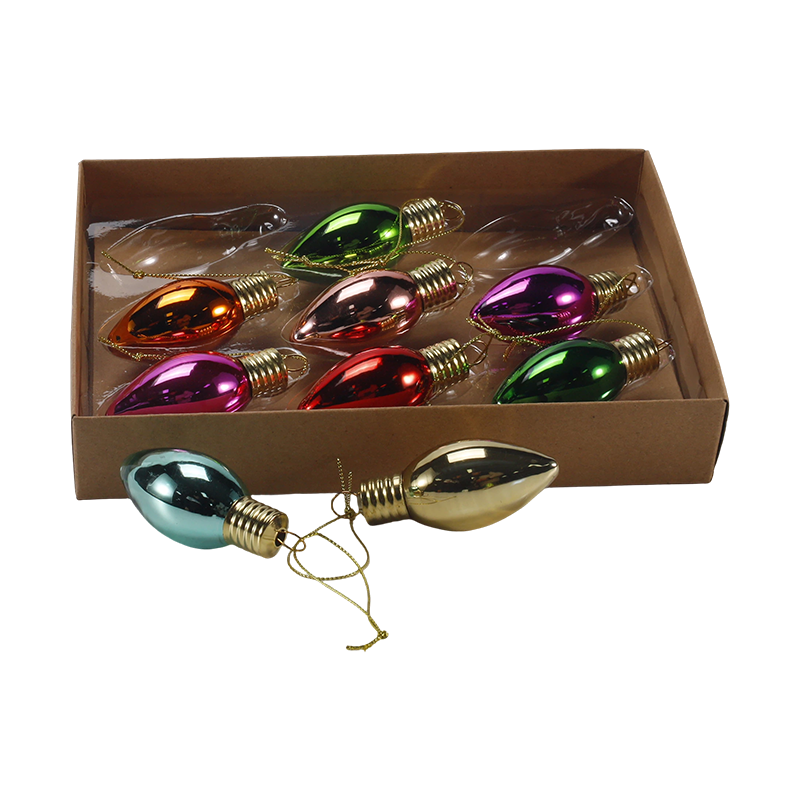 Conjunto de enfeites de vidro de Natal (formato de lâmpada colorida)