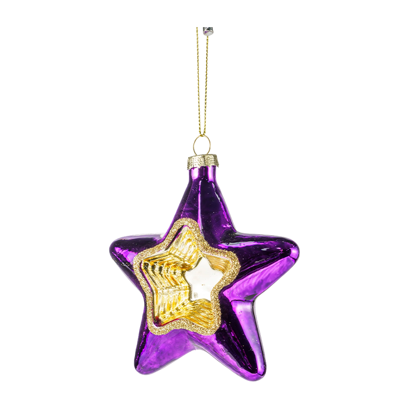 Enfeite de vidro de Natal em forma de estrela arco-íris