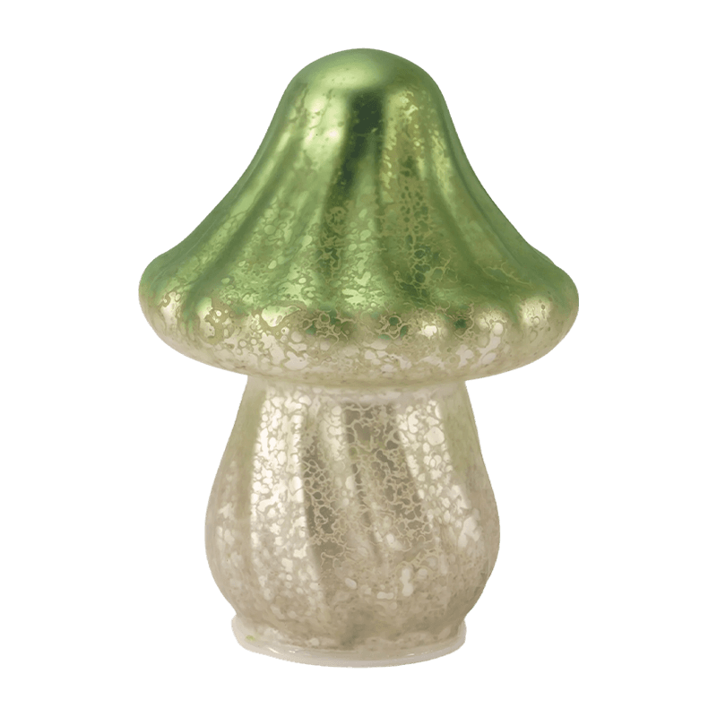 Ornamento de cogumelo de vidro mercúrio gradiente feito à mão com decoração de led