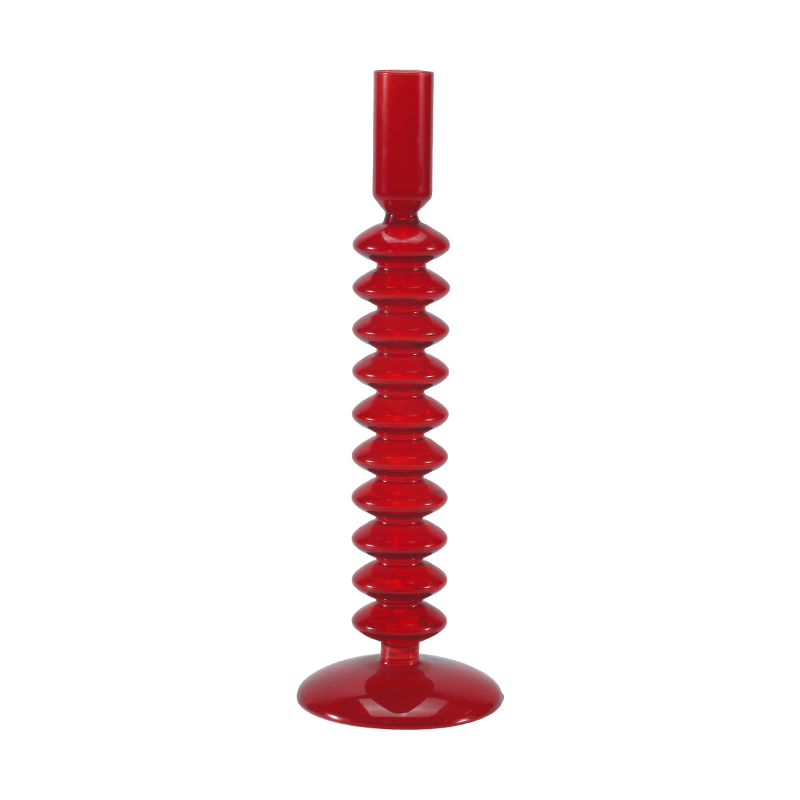 8*20 suporte de vela de vidro bolha empilhado vermelho