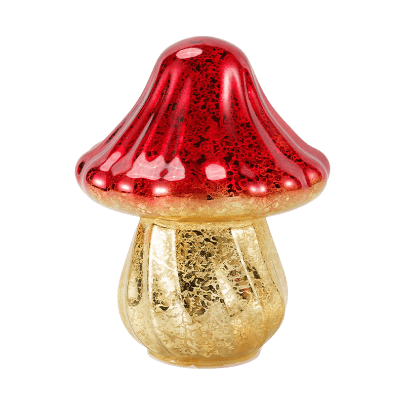Ornamento de cogumelo de vidro mercúrio gradiente feito à mão com decoração de led