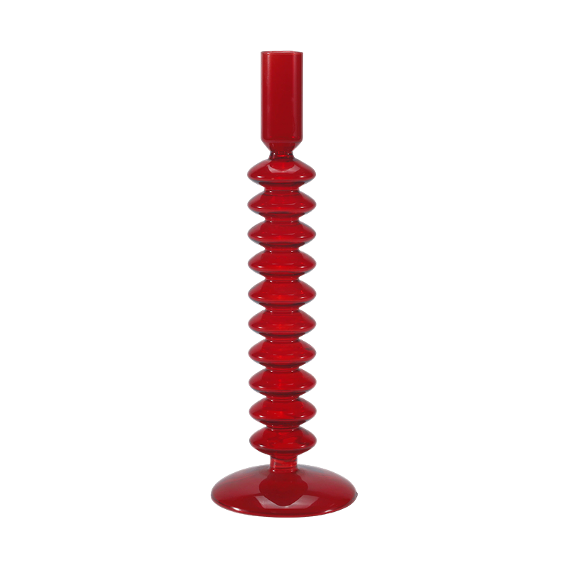 8*20 suporte de vela de vidro bolha empilhado vermelho