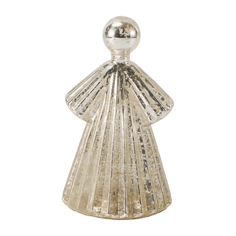 Estatueta de anjo de vidro de mercúrio/decoração de sino de vidro fosco/brilhante (com LED)
