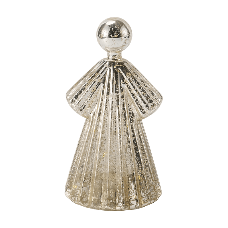 Estatueta de anjo de vidro de mercúrio/decoração de sino de vidro fosco/brilhante (com LED)