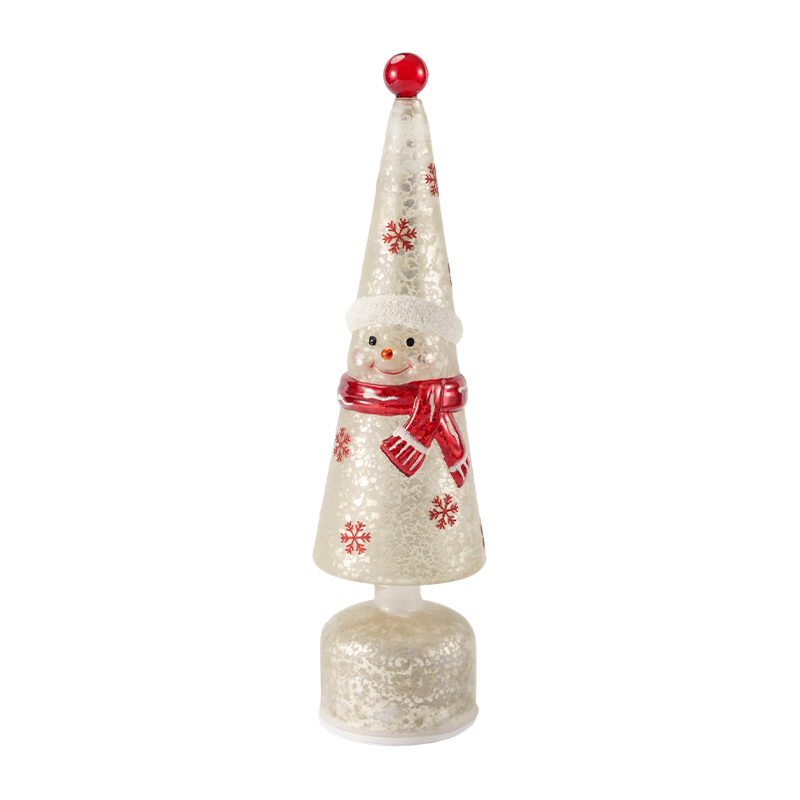 Decoração iridescente da torre do diodo emissor de luz do cristal/luz do Tabletop árvore de Natal do boneco de neve