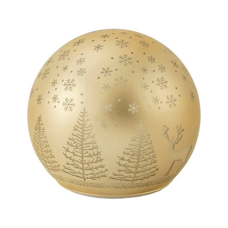 Bola de LED de cena de floresta dourada / bola de LED com ornamento de listra vermelha e branca (com LED)
