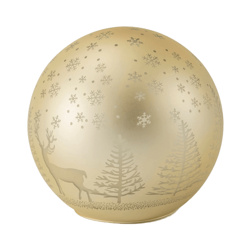 Bola de LED de cena de floresta dourada / bola de LED com ornamento de listra vermelha e branca (com LED)