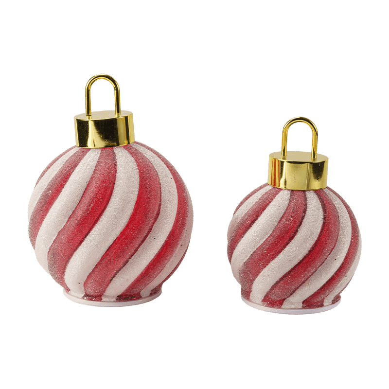Bola de LED de cena de floresta dourada / bola de LED com ornamento de listra vermelha e branca (com LED)