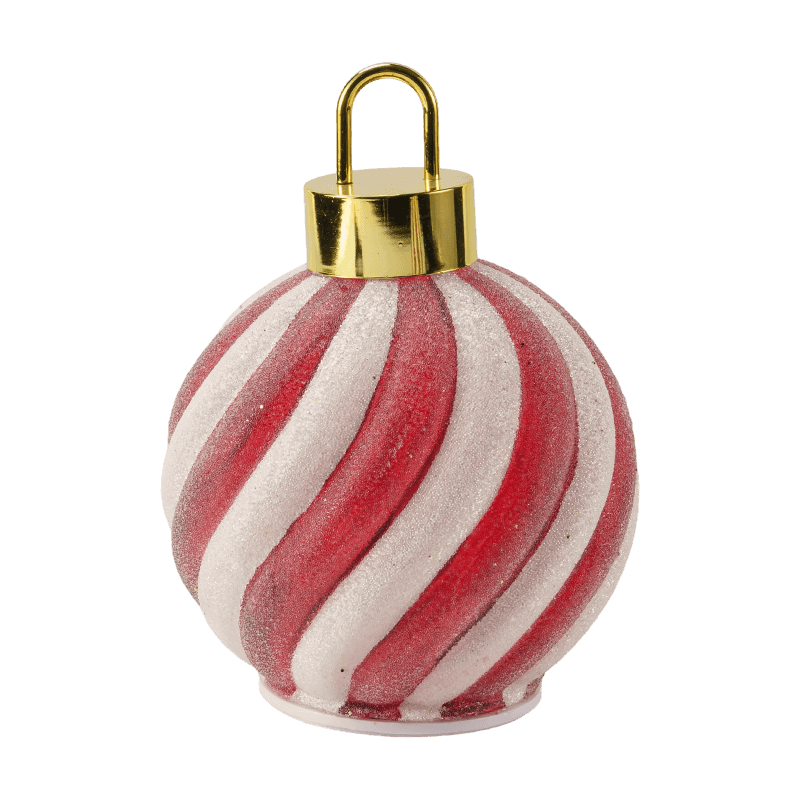 Bola de LED de cena de floresta dourada / bola de LED com ornamento de listra vermelha e branca (com LED)