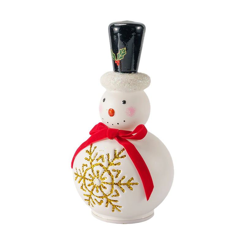 Estatueta de boneco de neve de vidro festivo (acabamento branco transparente/fosco)