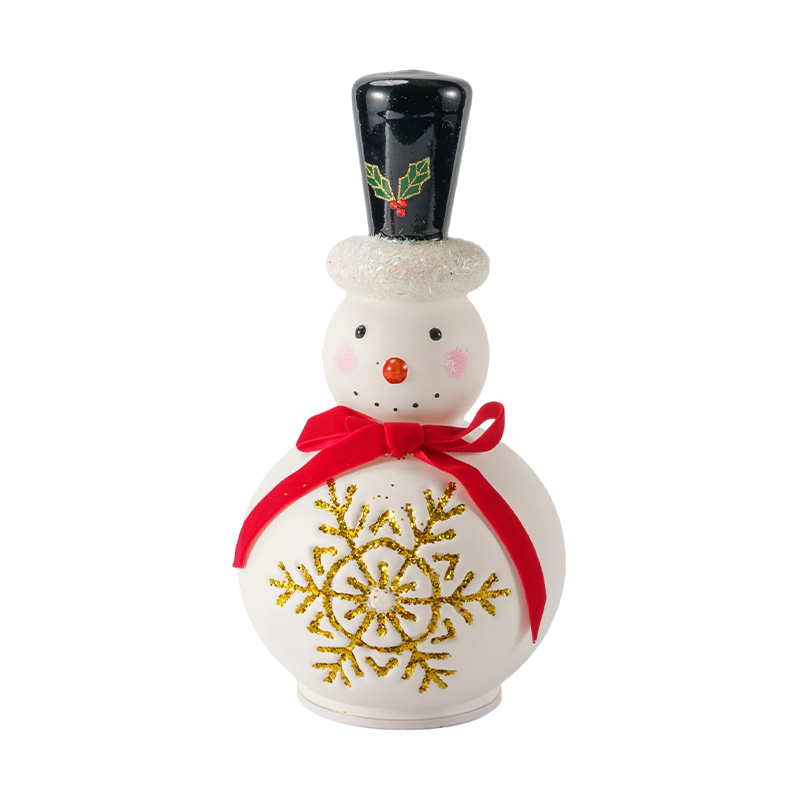 Estatueta de boneco de neve de vidro festivo (acabamento branco transparente/fosco)