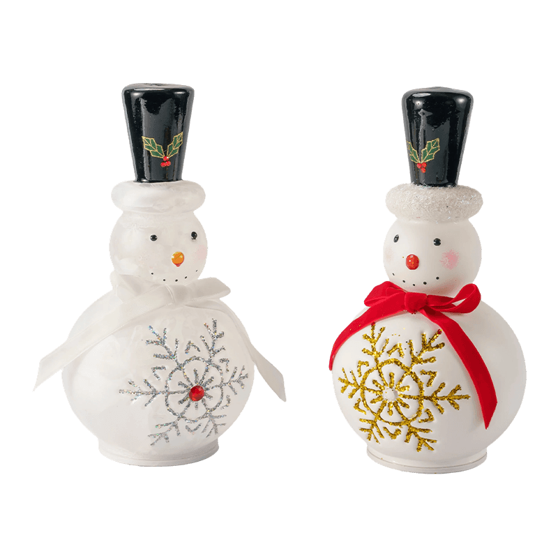 Estatueta de boneco de neve de vidro festivo (acabamento branco transparente/fosco)
