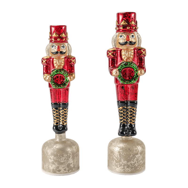 Estatueta de quebra-nozes de vidro mercúrio vintage (acabamento vermelho)