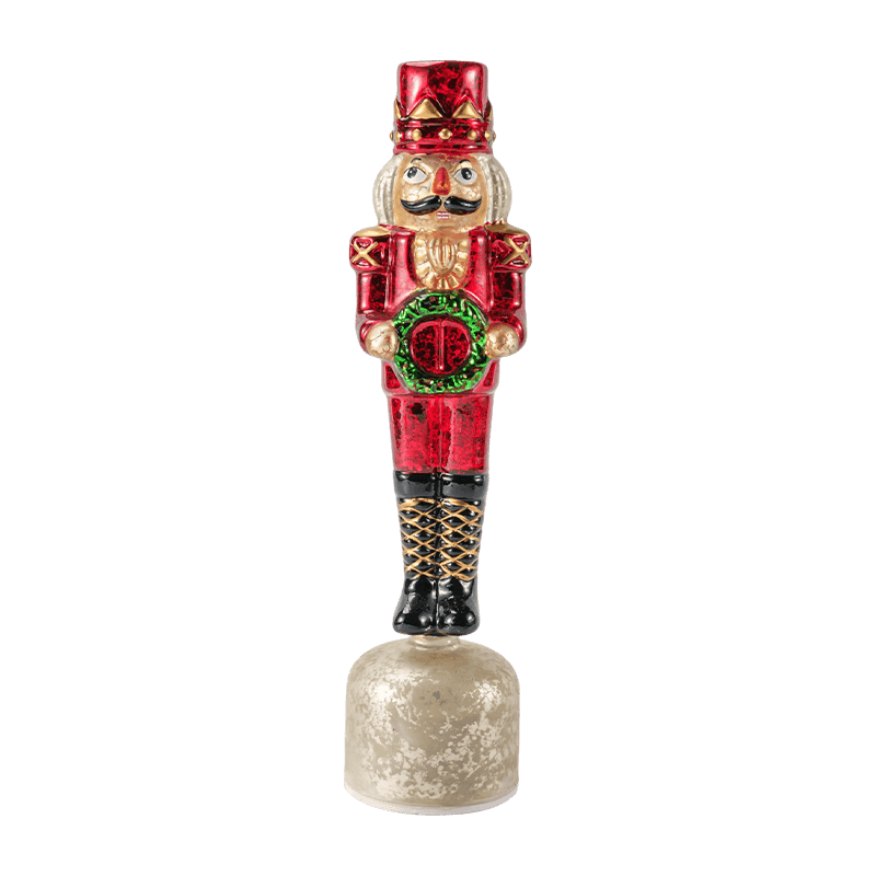 Estatueta de quebra-nozes de vidro mercúrio vintage (acabamento vermelho)