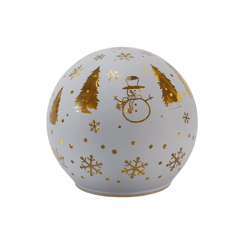Globo de luz de vidro festivo (iridescente / árvore de Natal / cena noturna / estilo boneco de neve)