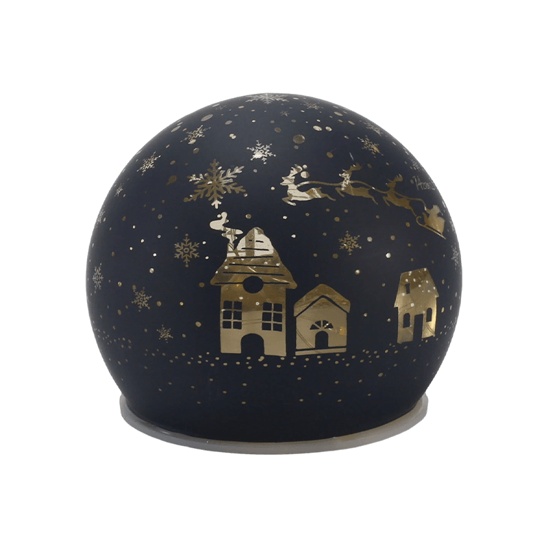 Globo de luz de vidro festivo (iridescente / árvore de Natal / cena noturna / estilo boneco de neve)