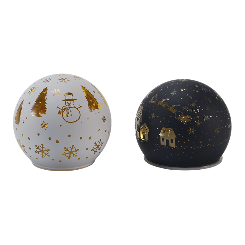Globo de luz de vidro festivo (iridescente / árvore de Natal / cena noturna / estilo boneco de neve)
