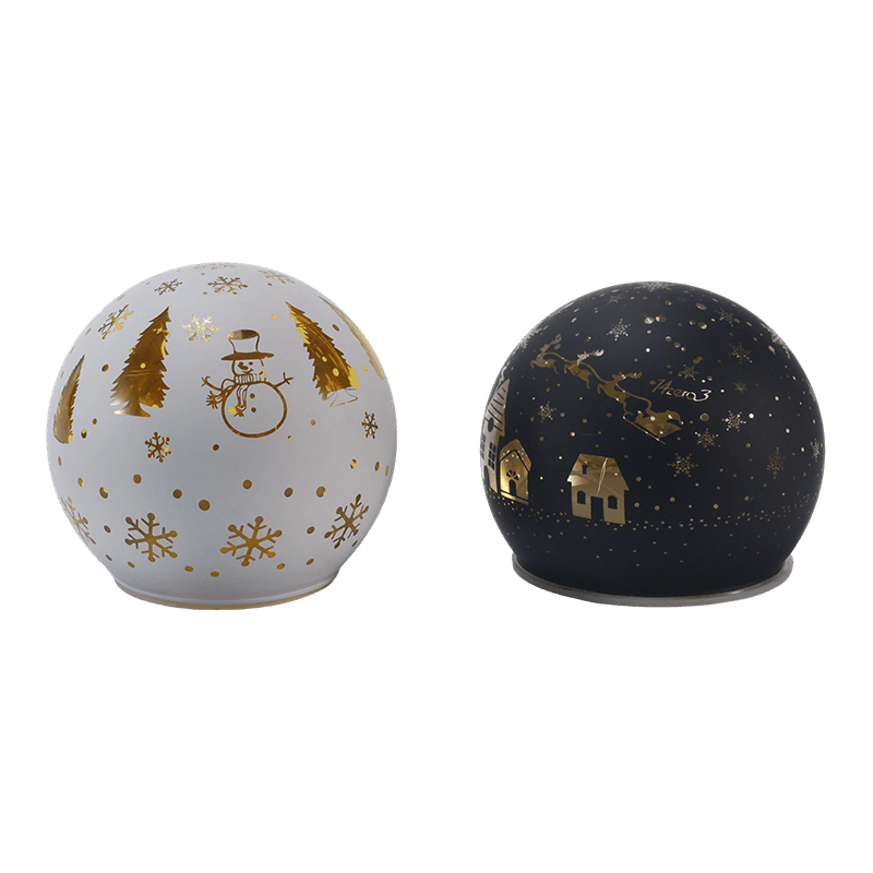 Globo de luz de vidro festivo (iridescente / árvore de Natal / cena noturna / estilo boneco de neve)