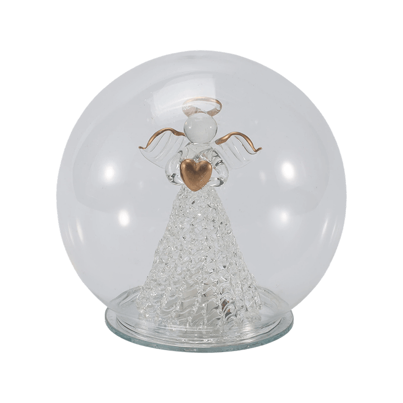 Cloche de vidro festivo e globo de luz (estilos anjo/presépio/árvore de natal/floresta de cervos)