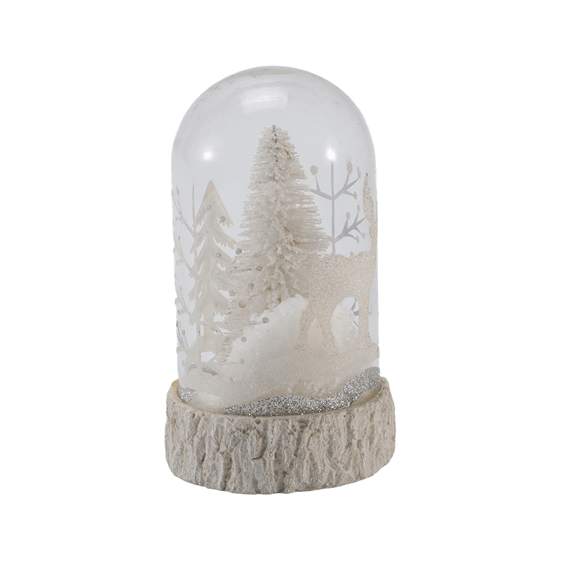 Cloche de vidro festivo e globo de luz (estilos anjo/presépio/árvore de natal/floresta de cervos)