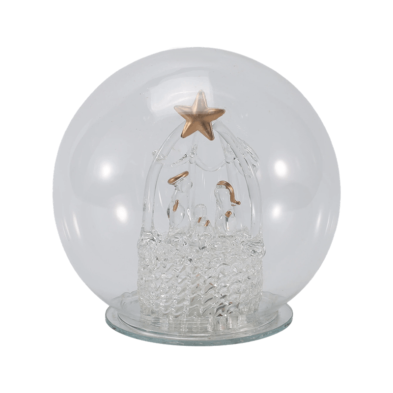 Cloche de vidro festivo e globo de luz (estilos anjo/presépio/árvore de natal/floresta de cervos)