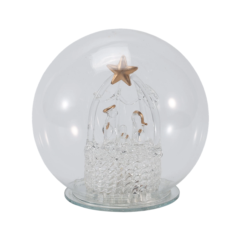 Cloche de vidro festivo e globo de luz (estilos anjo/presépio/árvore de natal/floresta de cervos)